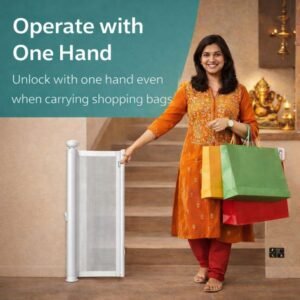 SPY KIDS® Extra Wide Retractable Baby Gate for Stairs, Doorways & Hallways | 140cm Mesh Safety Gate for Babies & Pets {140cm To 300cm Wide 86cm Height}