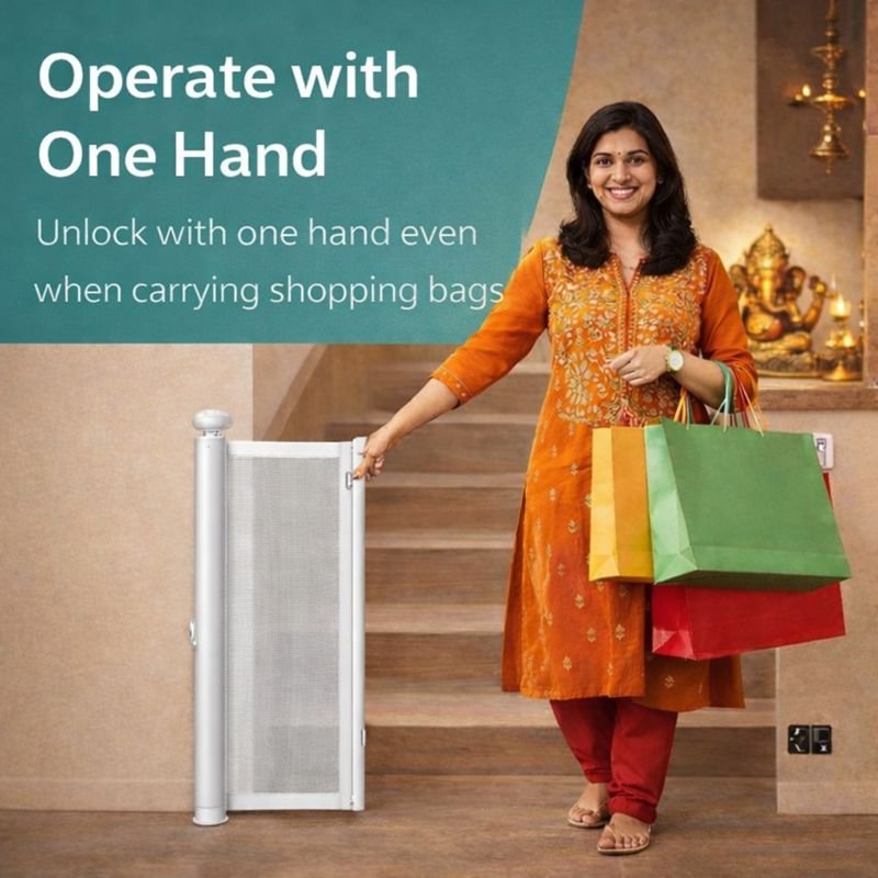 SPY KIDS® Extra Wide Retractable Baby Gate for Stairs, Doorways & Hallways | 140cm Mesh Safety Gate for Babies & Pets {140cm To 300cm Wide 86cm Height}