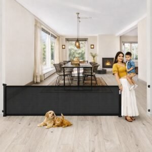 SPY KIDS® Retractable Baby & Pet Safety Gate (180cm x 86cm) Black