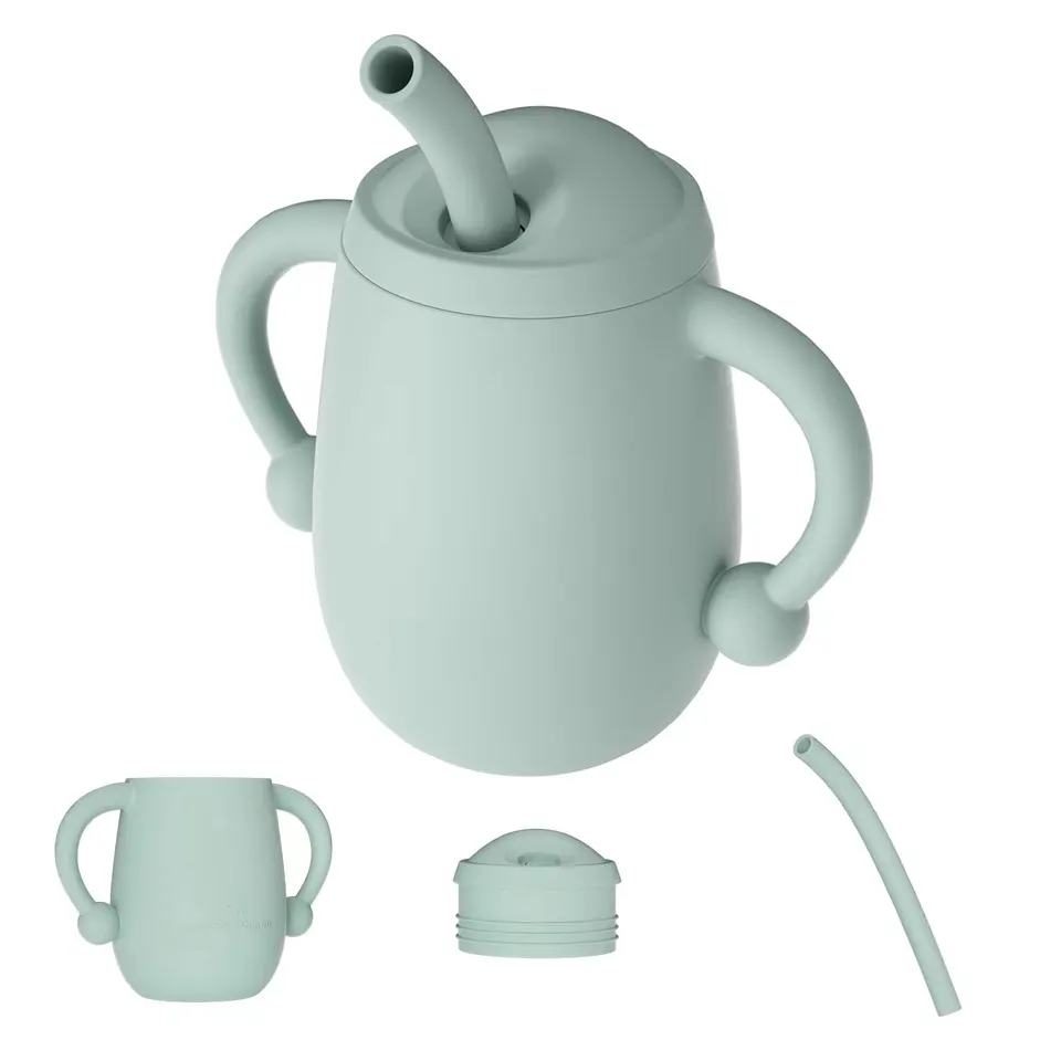 SPY KIDS® Silicone Baby Sippy Cup – Soft Straw, Spill-Proof, BPA-Free (With Cleaning Brush)