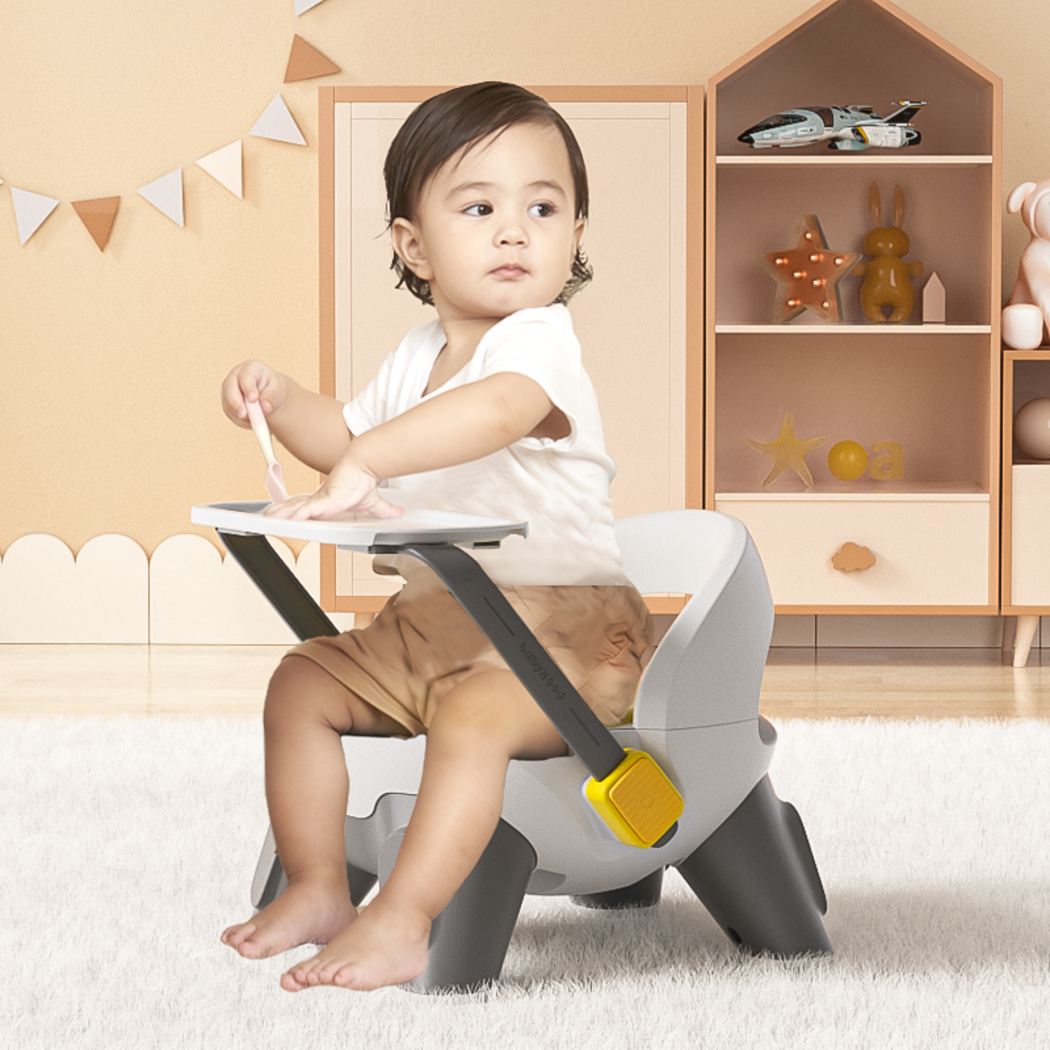 SPY KIDS® Adjustable Baby Booster Seat – Travel-Friendly High Chair with Removable Tray (6M–3Y)